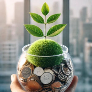 a plant growing from coins